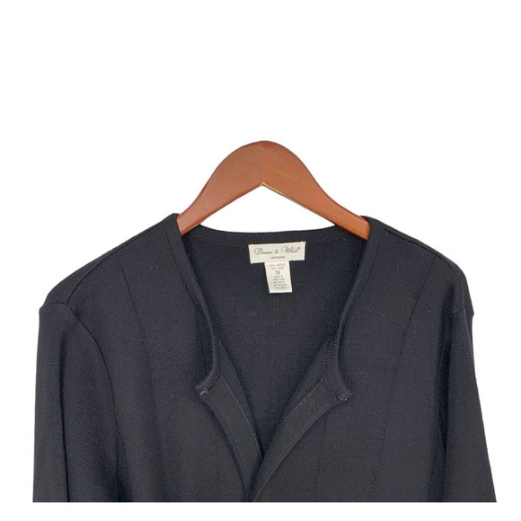 Deane & White Woman Long Cardigan Size 1X Plus Wool Blend Black Gray - Picture 7 of 8